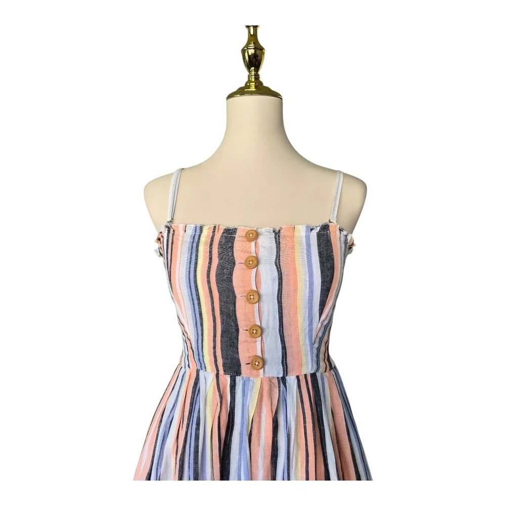 Free People Lilah Striped Pastel Cotton Dress Bohemian Fit‎ And Flare M  NWT